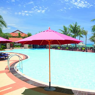 Galtech 136 9' Deluxe Round Light Wood Umbrella