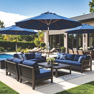 Galtech 587 11' Deluxe Round Teak Market Umbrella